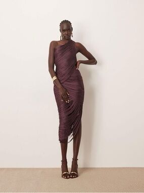 Arrange One-Shoulder Midi Maxi Asymmetrical Dress 10